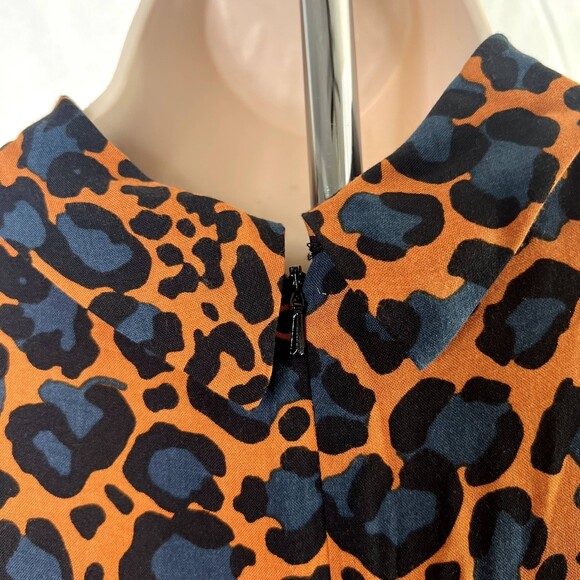Topshop Animal Print Mock Neck Long Sleeve Bold Statement Dress Size 6 - Picture 4 of 11